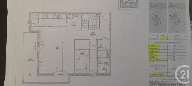 Appartement F4 à louer - 4 pièces - 98.05 m2 - TOURS - 37 - CENTRE - Century 21 Agence Grand Sud