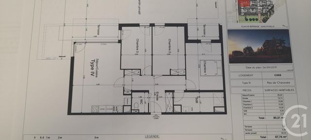 Appartement F4 à louer - 4 pièces - 80.21 m2 - CHAMBRAY LES TOURS - 37 - CENTRE - Century 21 Agence Grand Sud